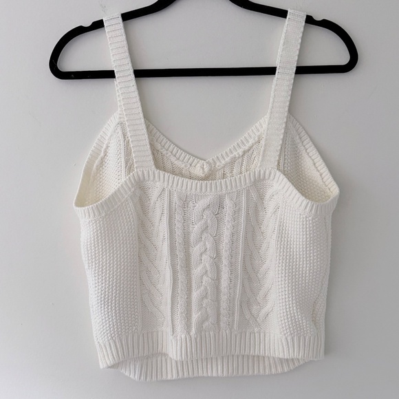 Abercrombie & Fitch Cream Winter White Cable Knit Tank V neck cropped Pretty - Picture 4 of 7